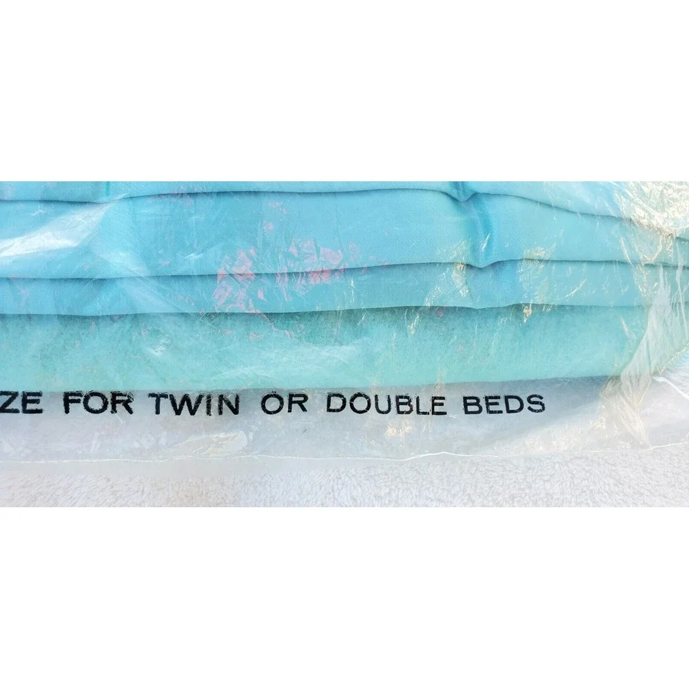 Jewel Blanket Twin or Double 72X84 Teal NOS W/O Tags Rip In Plastic Vintage